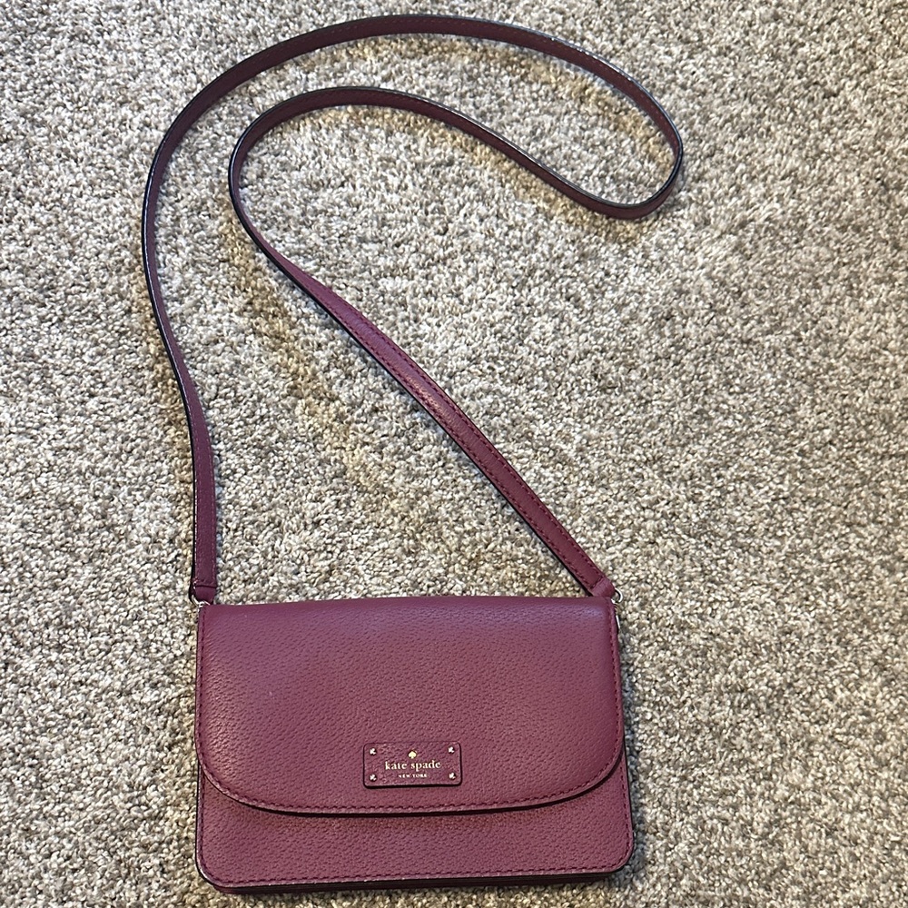 Kate Spade Pebbled Leather Crossbody in Plum